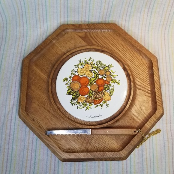 Vintage Goodwood Spice of Life Cheese & Cracker Serving Board Tray Knife Japan - Picture 1 of 5
